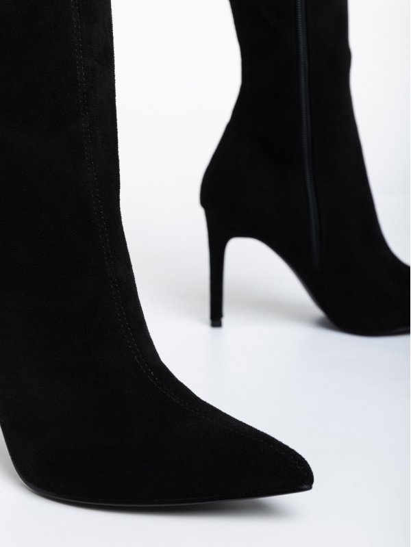 Γυναικείες μπότες μαύρες  από ύφασμα  Ernestine, 6 - Kalapod.gr
