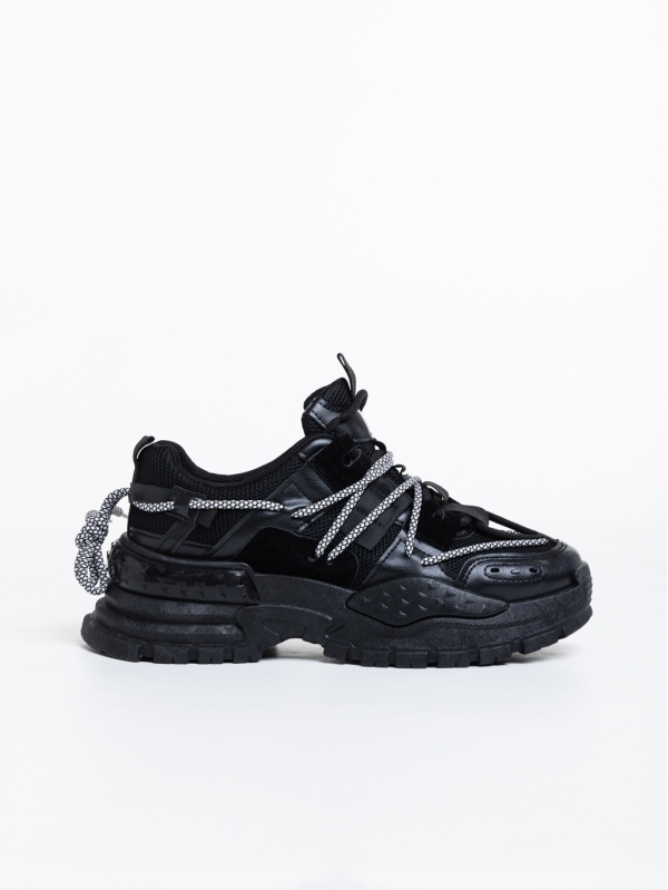 Γυναικεία αθλητικά παπούτσια μαύρα από ύφασμα  Nithya, 5 - Kalapod.gr
