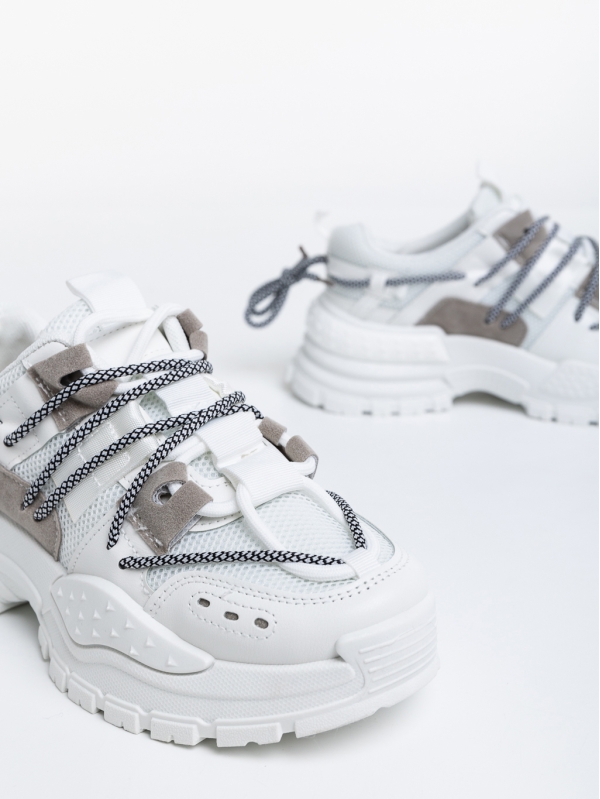 Γυναικεία αθλητικά παπούτσια λευκά  από ύφασμα  Nithya, 6 - Kalapod.gr