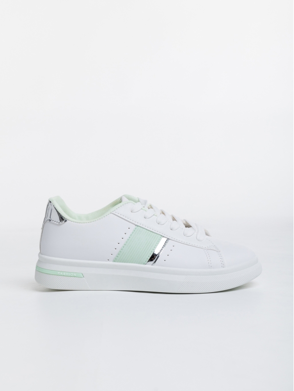 Γυναικεία αθλητικά παπούτσια  λευκά με πράσινο από οικολογικό δέρμα  Ermelinda, 5 - Kalapod.gr