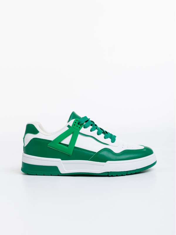 Γυναικεία αθλητικά παπούτσια  λευκά με πράσινο από οικολογικό δέρμα  Milla, 5 - Kalapod.gr