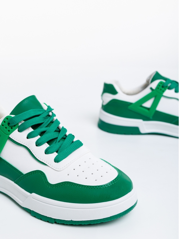 Γυναικεία αθλητικά παπούτσια  λευκά με πράσινο από οικολογικό δέρμα  Milla, 6 - Kalapod.gr