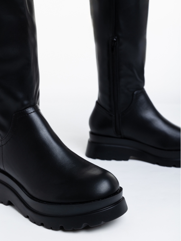 Γυναικείες μπότες μαύρα από οικολογικό δέρμα  Sitti, 6 - Kalapod.gr