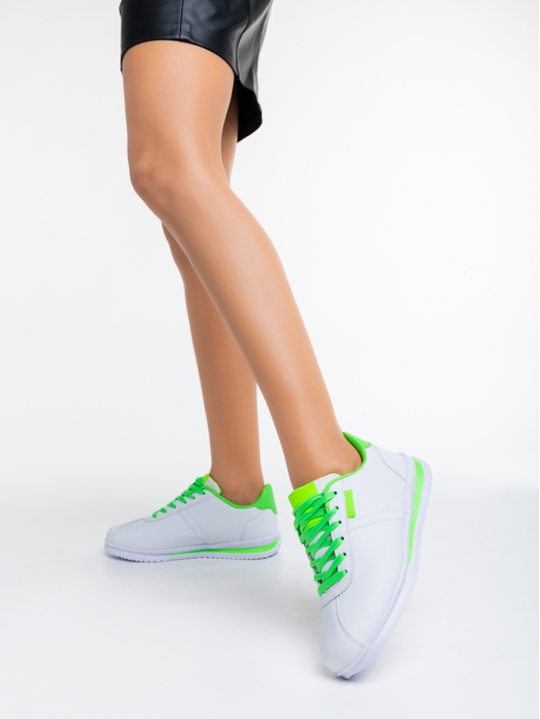 Γυναικεία αθλητικά παπούτσια  λευκό με πράσινο από οικολογικό δέρμα Zinovia, 3 - Kalapod.gr