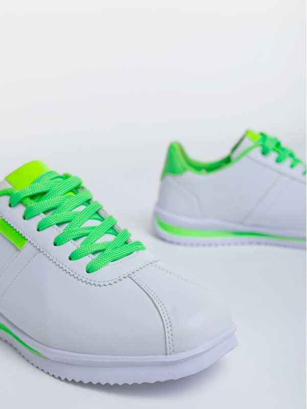 Γυναικεία αθλητικά παπούτσια  λευκό με πράσινο από οικολογικό δέρμα Zinovia, 6 - Kalapod.gr