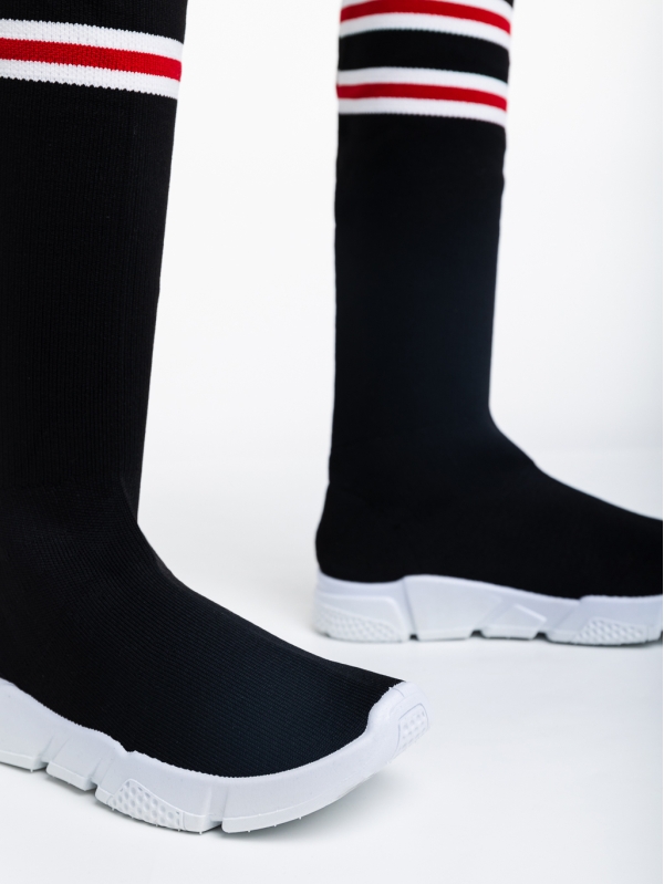 Γυναικεία αθλητικά παπούτσια μαύρα  με λευκό από ύφασμα Alisa, 6 - Kalapod.gr