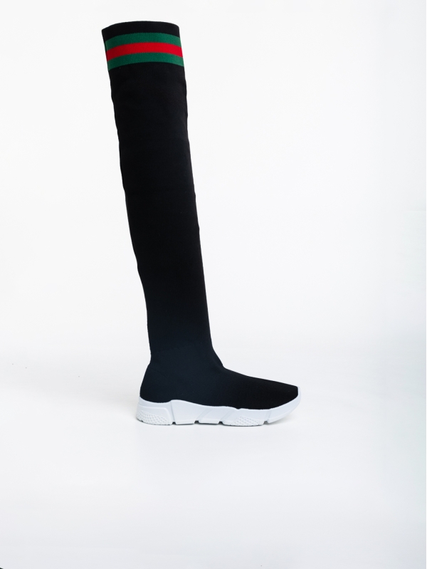 Γυναικεία αθλητικά παπούτσια μαύρα  με λευκό από ύφασμα Tessie, 5 - Kalapod.gr