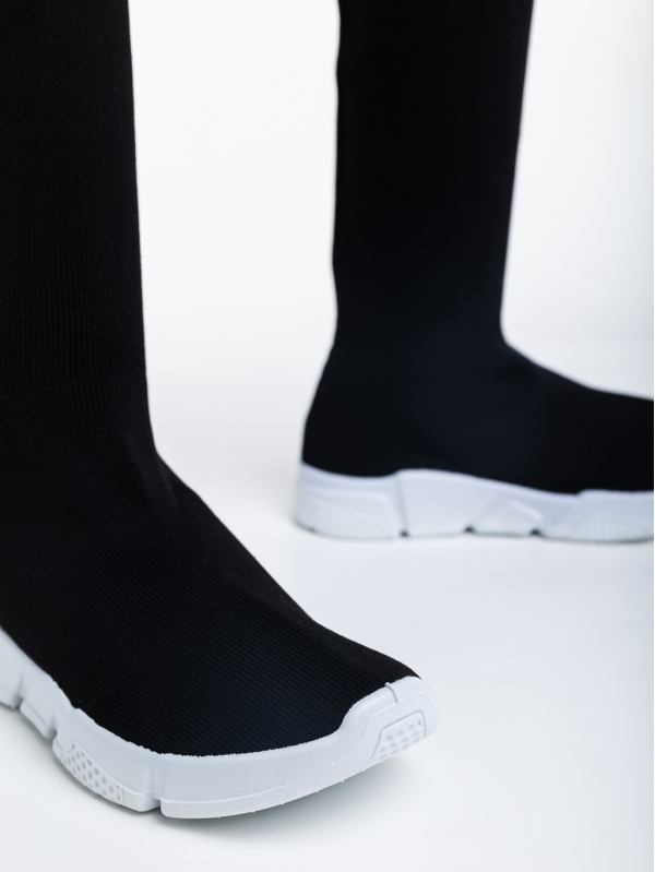 Γυναικεία αθλητικά παπούτσια μαύρα  με λευκό από ύφασμα Tessie, 6 - Kalapod.gr