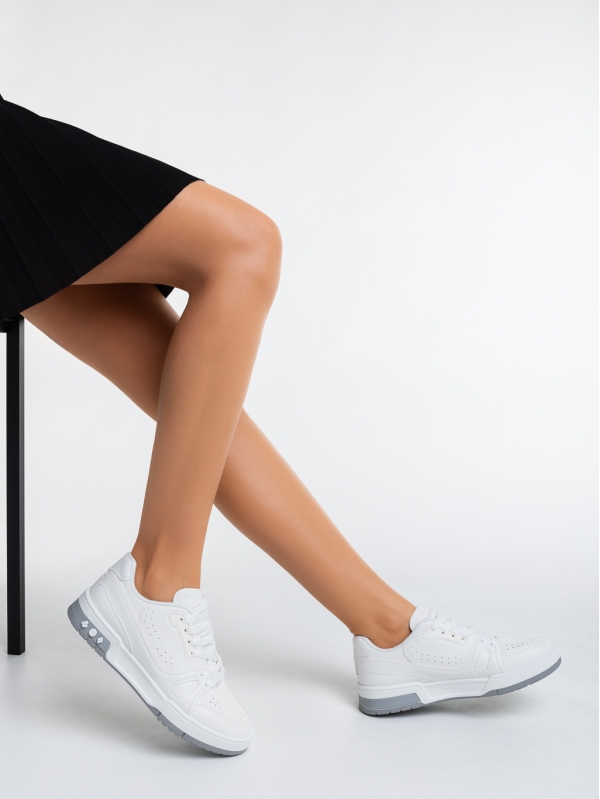Γυναικεία αθλητικά παπούτσια  λευκά από οικολογικό δέρμα  Mariapia - Kalapod.gr