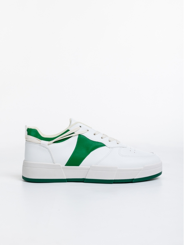 Ανδρικά αθλητικά παπούτσια  λευκά με πράσινα από οικολογικό δέρμα  Verdell, 3 - Kalapod.gr