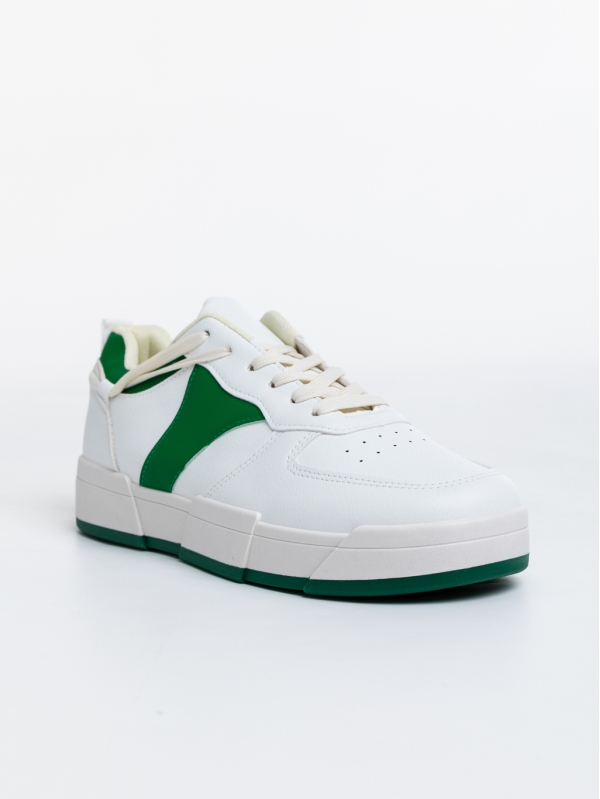 Ανδρικά αθλητικά παπούτσια  λευκά με πράσινα από οικολογικό δέρμα  Verdell - Kalapod.gr