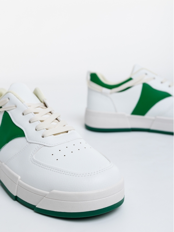 Ανδρικά αθλητικά παπούτσια  λευκά με πράσινα από οικολογικό δέρμα  Verdell, 4 - Kalapod.gr