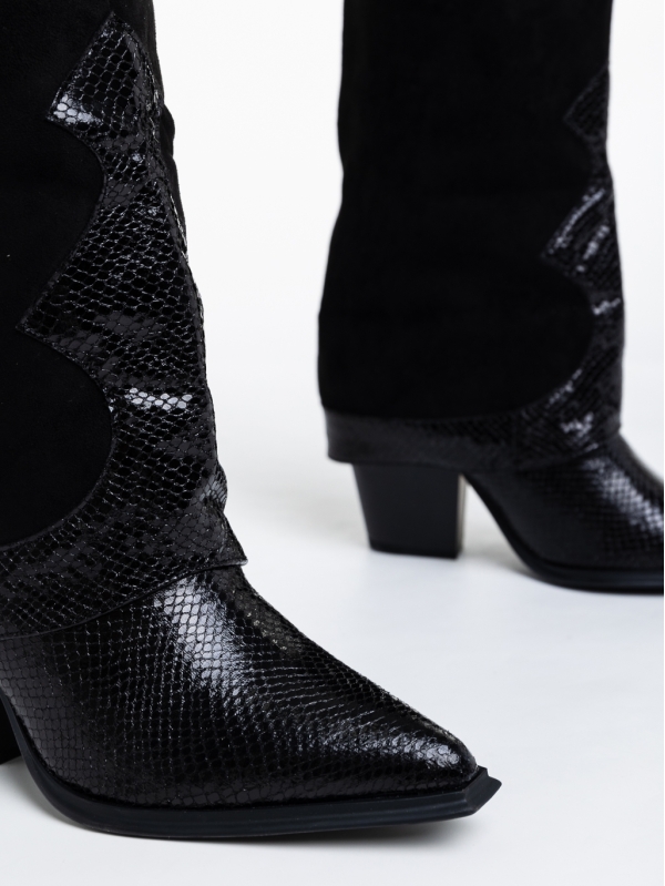 Γυναικείες μπότες μαύρα από ύφασμα Margareeta, 8 - Kalapod.gr