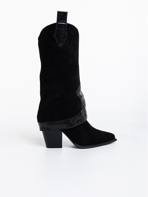 Γυναικείες μπότες μαύρα από ύφασμα Zdena, 5 - Kalapod.gr