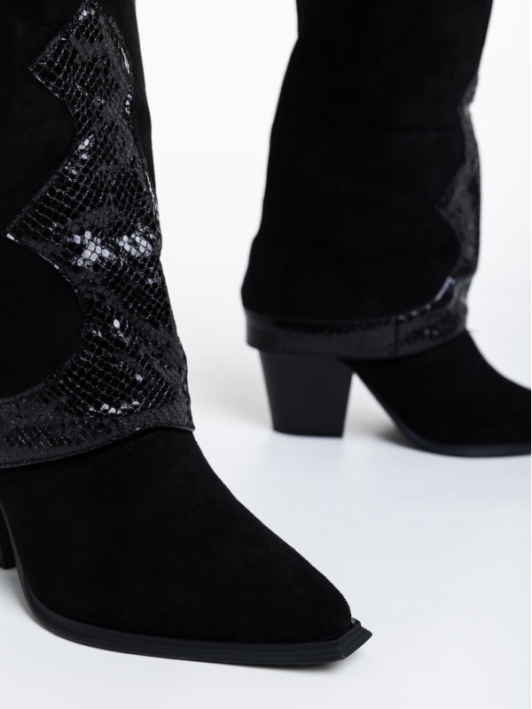 Γυναικείες μπότες μαύρα από ύφασμα Zdena, 6 - Kalapod.gr