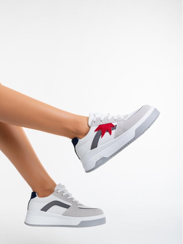 Γυναικεία αθλητικά παπούτσια λευκά από οικολογικό δέρμα Anuja, 4 - Kalapod.gr