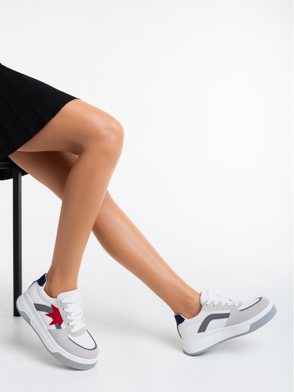 Γυναικεία αθλητικά παπούτσια λευκά από οικολογικό δέρμα Anuja - Kalapod.gr