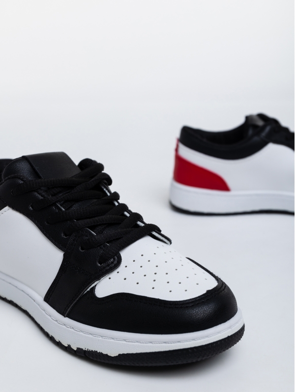 Γυναικεία αθλητικά παπούτσια μαύρα με κόκκινο από οικολογικό δέρμα Tatyanna, 6 - Kalapod.gr