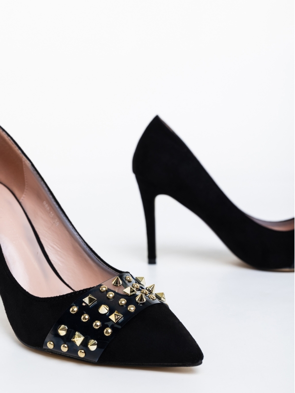 Γυναικεία παπούτσια  μαύρα από ύφασμα  Gundega, 6 - Kalapod.gr