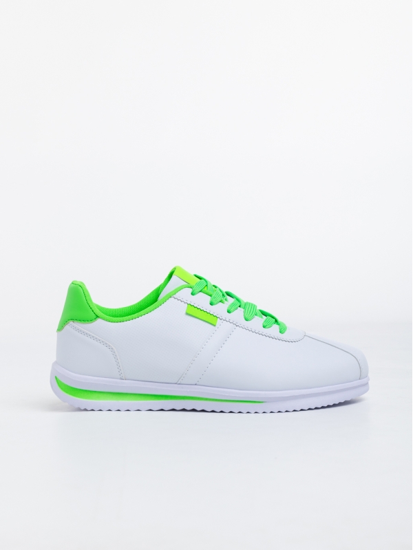 Ανδρικά αθλητικά παπούτσια λευκά με πράσινο από οικολογικό δέρμα Miguel, 3 - Kalapod.gr