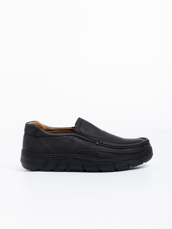 Ανδρικά παπούτσια μαύρα από οικολογικό δέρμα Milton, 3 - Kalapod.gr