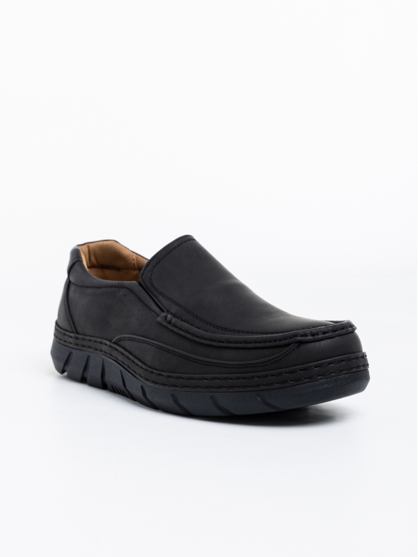 Ανδρικά παπούτσια μαύρα από οικολογικό δέρμα Milton, 2 - Kalapod.gr
