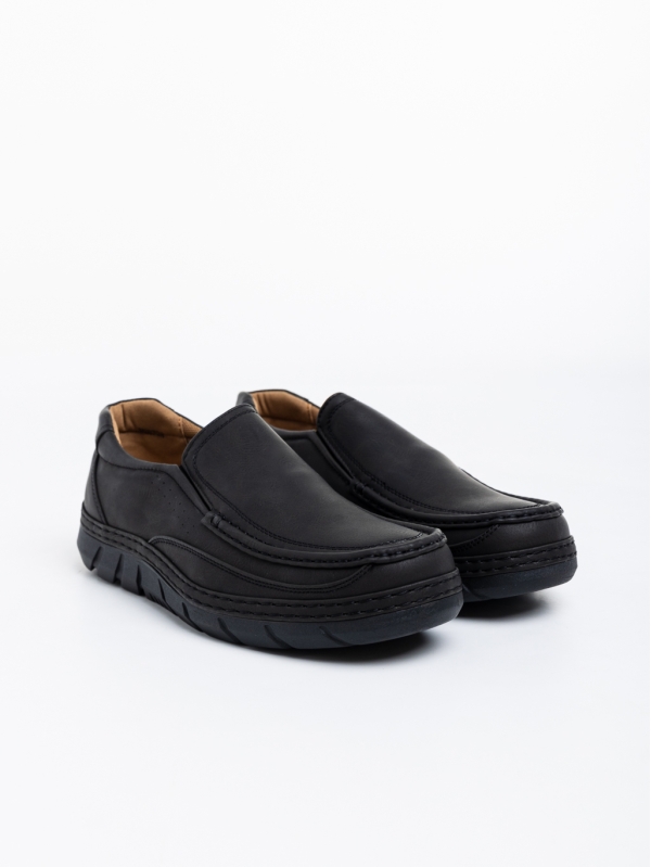Ανδρικά παπούτσια μαύρα από οικολογικό δέρμα Milton - Kalapod.gr