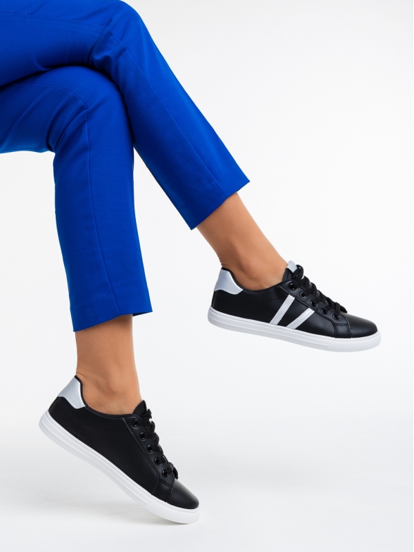 Γυναικεία αθλητικά παπούτσια μαύρα από οικολογικό δέρμα Virva - Kalapod.gr