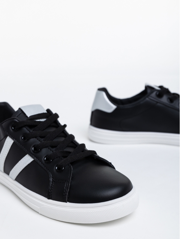 Γυναικεία αθλητικά παπούτσια μαύρα από οικολογικό δέρμα Virva, 6 - Kalapod.gr