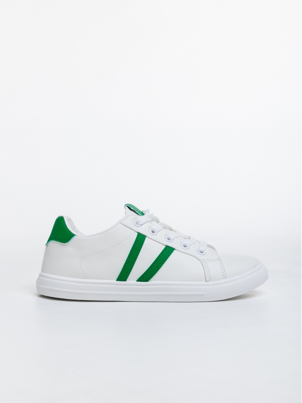 Γυναικεία αθλητικά παπούτσια λευκά με πράσινο από οικολογικό δέρμα Virva, 5 - Kalapod.gr