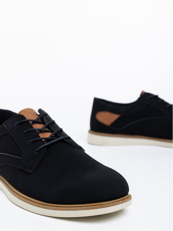 Ανδρικά παπούτσια μαύρα από οικολογικό δέρμα Fabien, 4 - Kalapod.gr