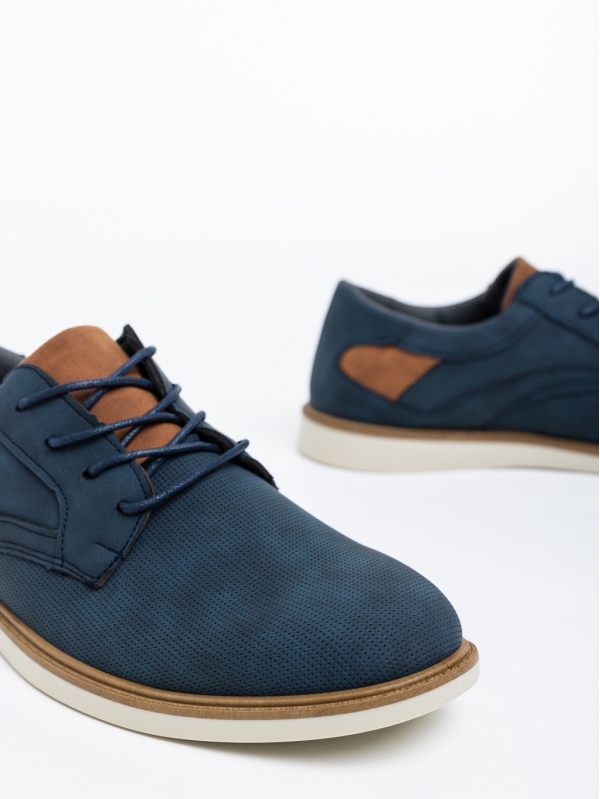 Ανδρικά παπούτσια μπλε από οικολογικό δέρμα Fabien, 4 - Kalapod.gr