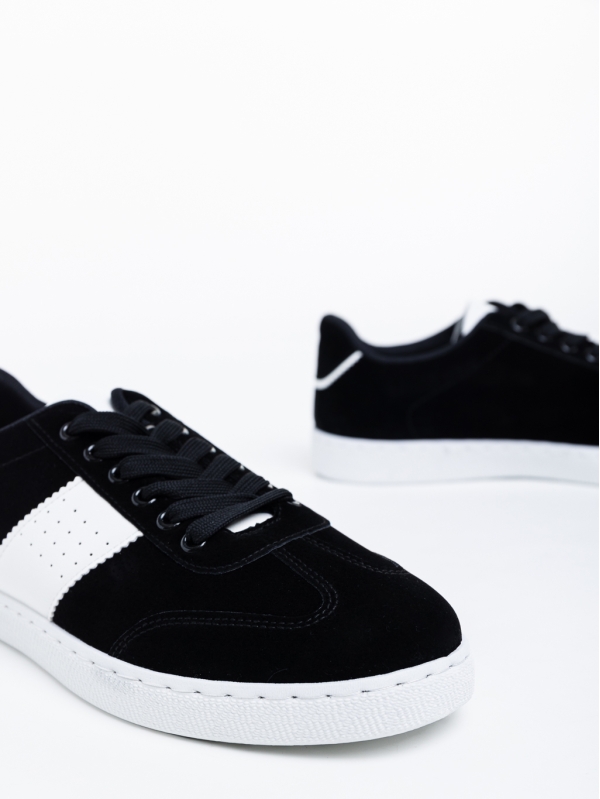 Ανδρικά αθλητικά παπούτσια μαύρα από οικολογικό δέρμα Lyndon, 4 - Kalapod.gr
