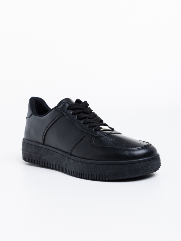 Ανδρικά αθλητικά παπούτσια μαύρα από οικολογικό δέρμα Berri, 2 - Kalapod.gr