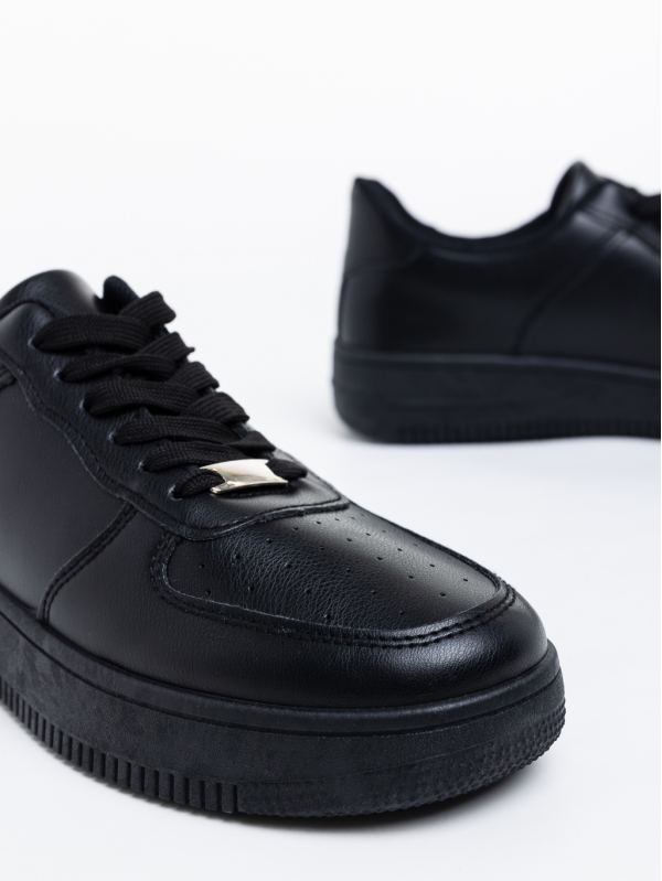 Ανδρικά αθλητικά παπούτσια μαύρα από οικολογικό δέρμα Berri, 4 - Kalapod.gr