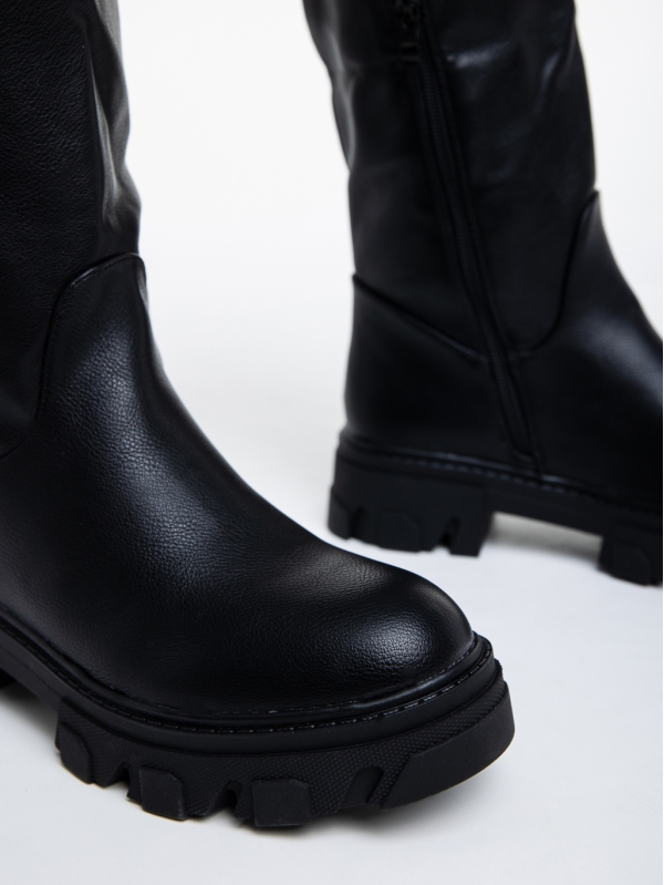 Γυναικείες μπότες μαύρα από οικολογικό δέρμα  Rhosyn, 6 - Kalapod.gr
