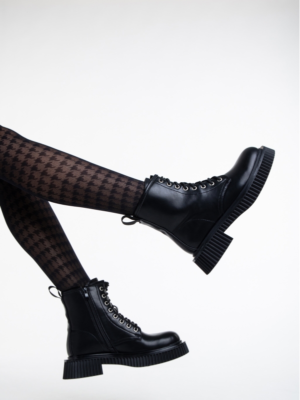 Γυναικεία μπότακια μαύρα από οικολογικό δέρμα  Hanieh, 4 - Kalapod.gr