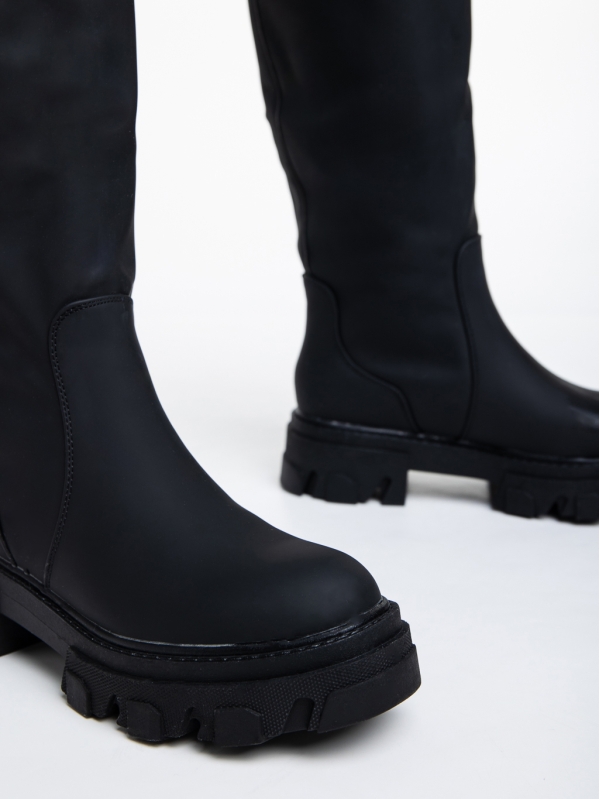 Γυναικείες μπότες  μαύρα από οικολογικό δέρμα  Mukta, 6 - Kalapod.gr
