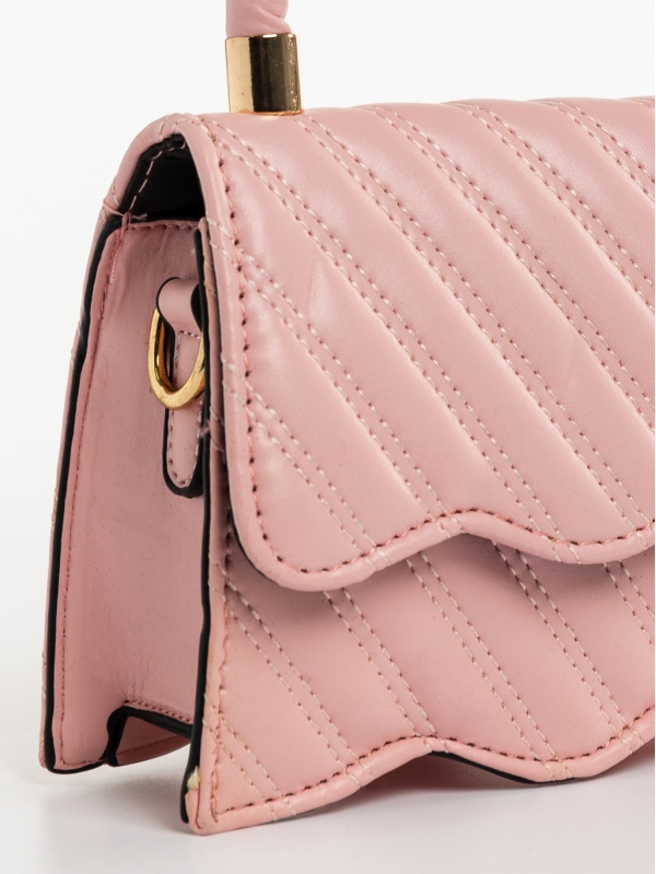 Γυναικεία τσάντα ροζ από οικολογικό δέρμα Toyin, 4 - Kalapod.gr