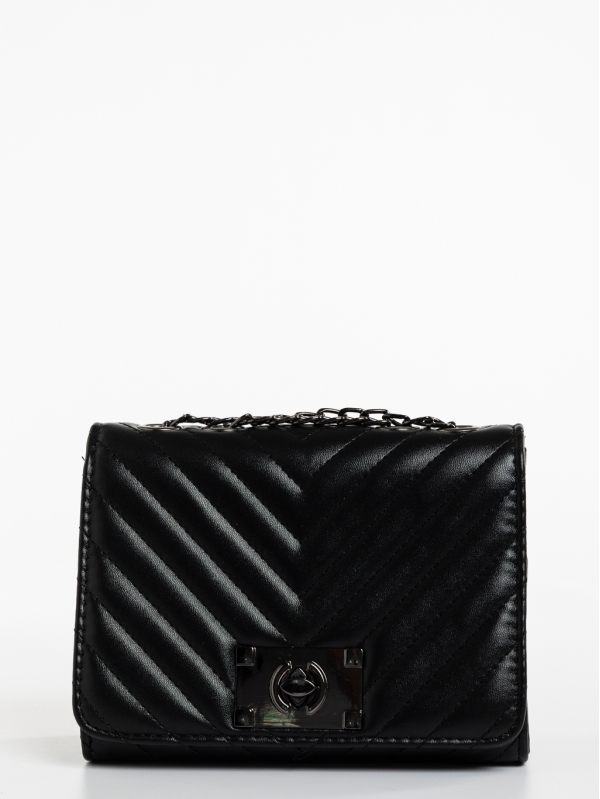 Γυναικεία τσάντα μαύρη από οικολογικό δέρμα Sofiya, 3 - Kalapod.gr