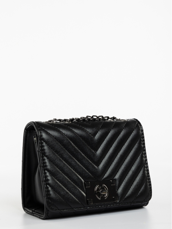 Γυναικεία τσάντα μαύρη από οικολογικό δέρμα Sofiya, 4 - Kalapod.gr