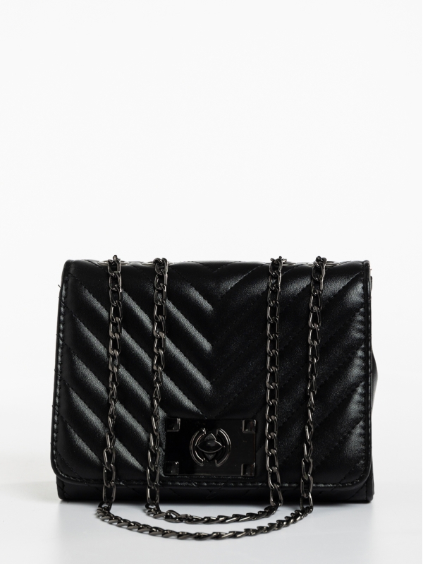 Γυναικεία τσάντα μαύρη από οικολογικό δέρμα Sofiya, 2 - Kalapod.gr