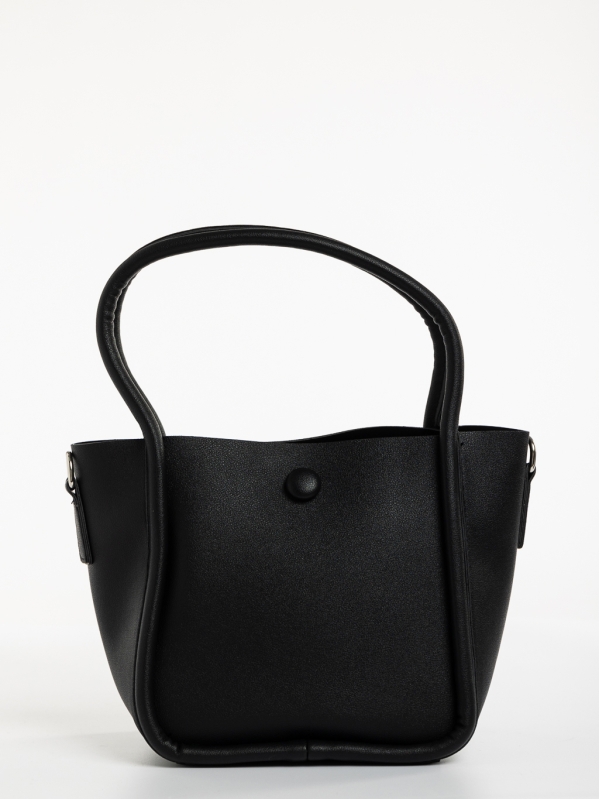 Γυναικεία τσάντα μαύρη από οικολογικό δέρμα Sylva, 3 - Kalapod.gr
