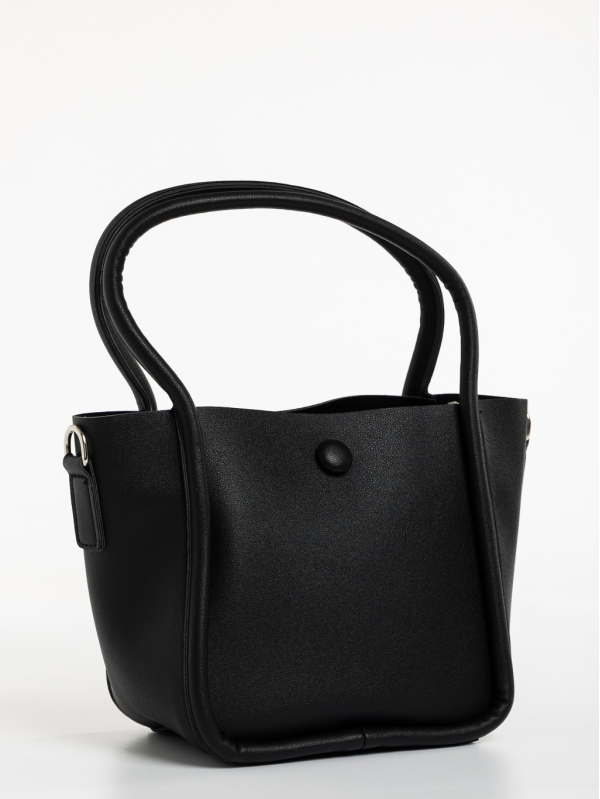 Γυναικεία τσάντα μαύρη από οικολογικό δέρμα Sylva, 2 - Kalapod.gr