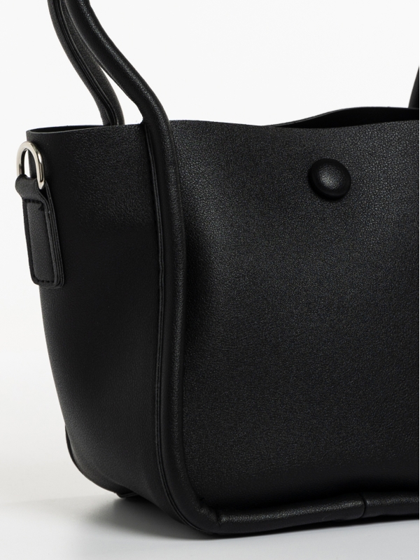 Γυναικεία τσάντα μαύρη από οικολογικό δέρμα Sylva, 4 - Kalapod.gr
