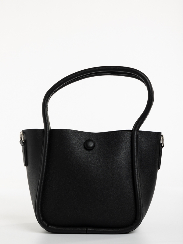 Γυναικεία τσάντα μαύρη από οικολογικό δέρμα Sylva, 5 - Kalapod.gr