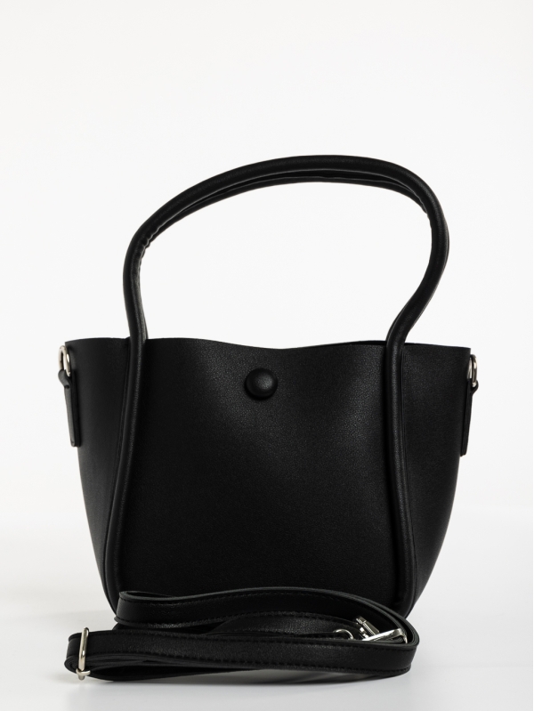 Γυναικεία τσάντα μαύρη από οικολογικό δέρμα Sylva, 6 - Kalapod.gr