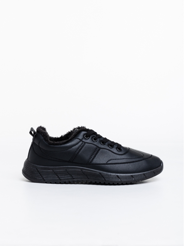 Ανδρικά αθλητικά παπούτσια μαύρα από οικολογικό δέρμα Preston, 2 - Kalapod.gr