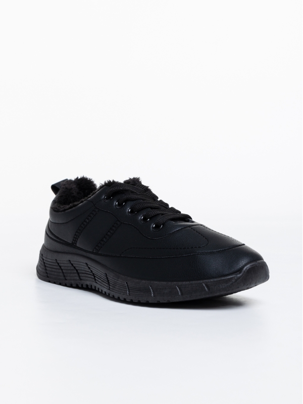 Ανδρικά αθλητικά παπούτσια μαύρα από οικολογικό δέρμα Preston - Kalapod.gr