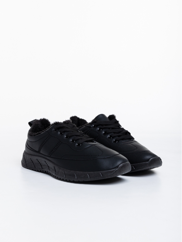 Ανδρικά αθλητικά παπούτσια μαύρα από οικολογικό δέρμα Preston, 3 - Kalapod.gr